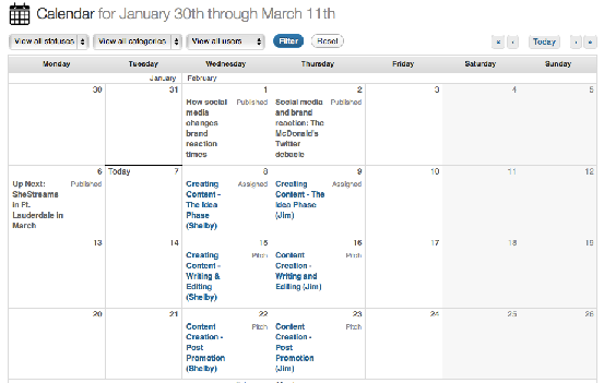 Edit flow calendar view